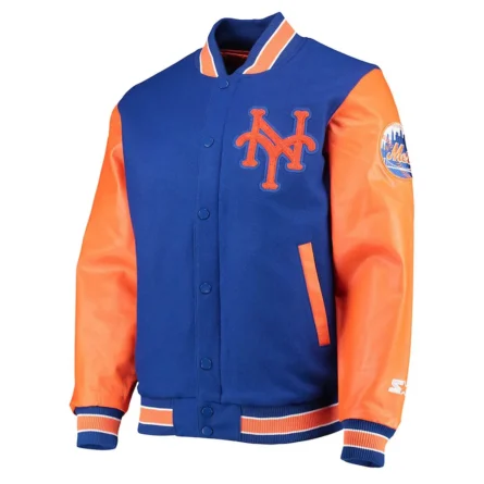 Unisex New York Mets Royal and Orange Varsity Jacket