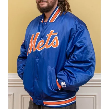 Unisex New York Mets Blue Varsity Satin Jacket