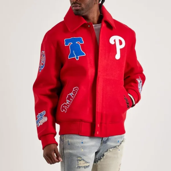 Unisex Philadelphia Phillies Red Varsity Wool Jacket