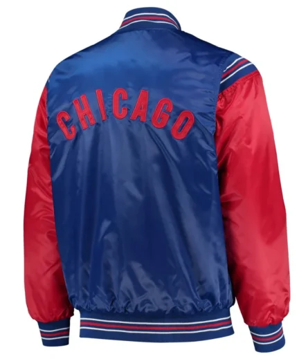 Unisex Chicago Cubs Royal Blue and Red Satin Jacket