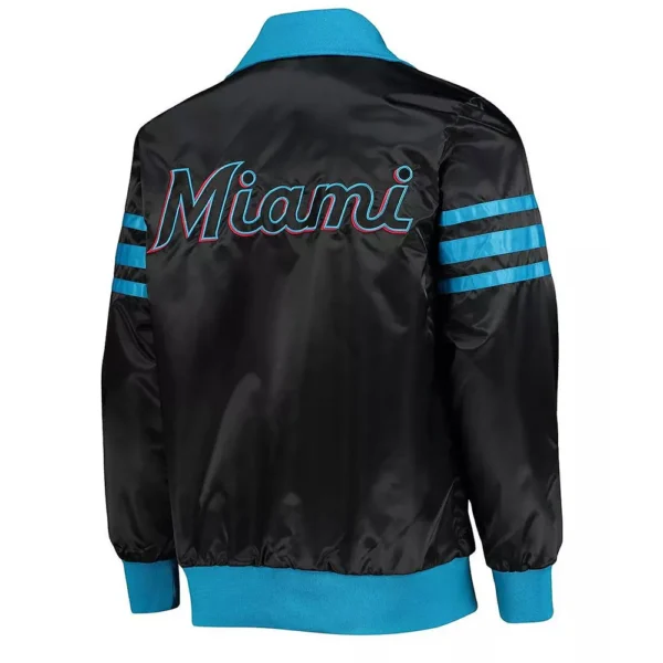 Miami Marlins The Captain II Black Varsity Satin Jacket