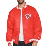 Unisex Washington Nationals Red Satin Varsity Jacket