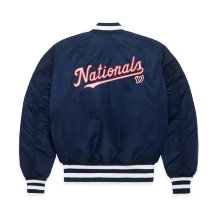 Unisex Washington Nationals Navy Bomber Satin Jacket