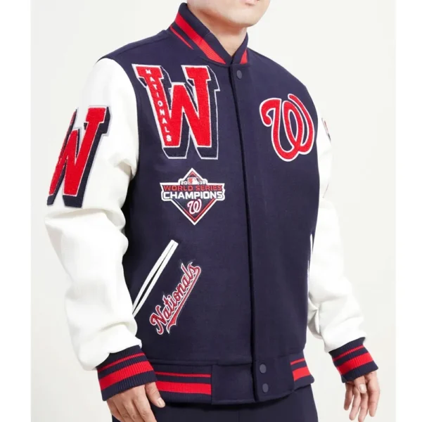 Unisex Washington Nationals Navy Blue Varsity Jacket