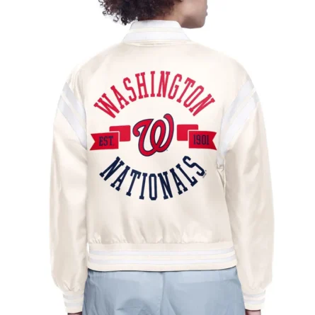 Unisex Washington Nationals Varsity White Satin Jacket