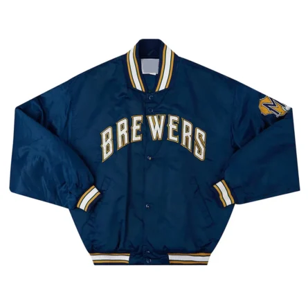 Unisex Milwaukee Brewers Blue Varsity Satin Jacket
