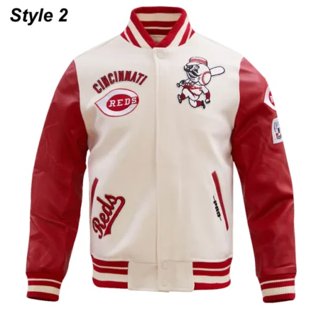 Unisex Cincinnati Reds White and Red Varsity Jacket