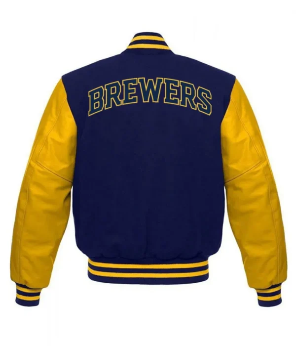 Unisex Milwaukee Brewers Yellow and Blue Varsity Jacket