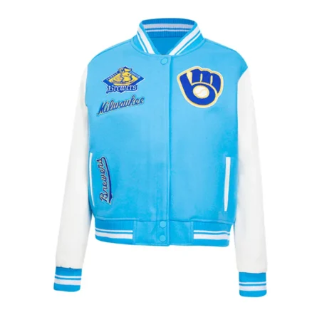 Unisex Milwaukee Brewers Light Blue Varsity Jacket