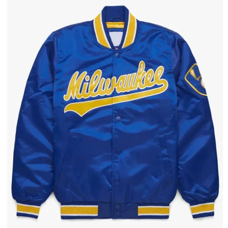Unisex Milwaukee Brewers Royal Bomber Varsity Jacket