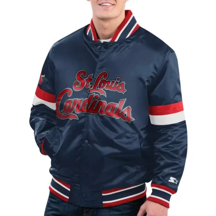 Unisex St. Louis Cardinals Navy Satin Varsity Jacket