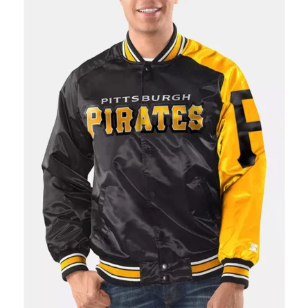 Unisex Pittsburgh Pirates Black and Gold Varsity Satin Jacket