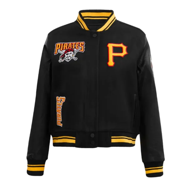 Unisex Pittsburgh Pirates Black and Eggshell Varsity Jacket