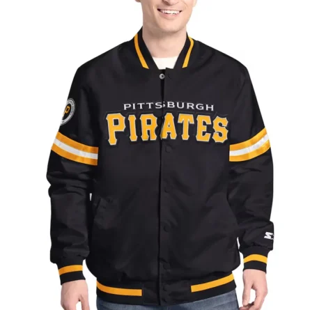 Unisex Pittsburgh Pirates Black Varsity Satin Jacket