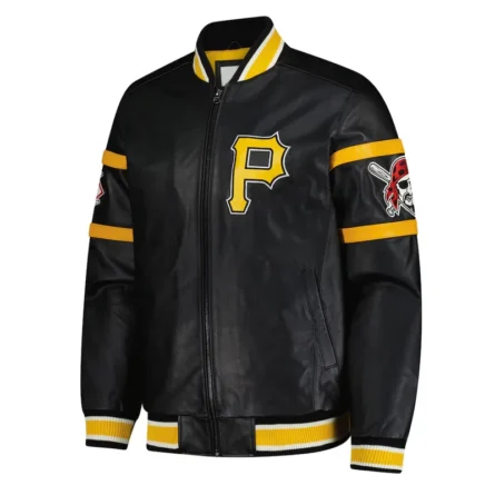 Unisex Pittsburgh Pirates Black Sheepskin Leather Jacket
