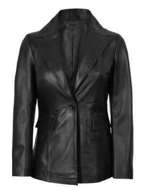 Black Leather Blazer for Women