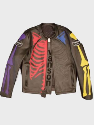 Halloween Bones Flat Motorcycle Leather Jacket