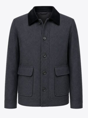 Charcoal Gray Wool Jacket for Mens