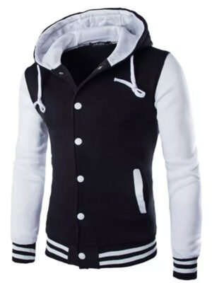Men Letterman Black and White Varsity Jacket