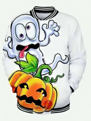 Ghost and Pumpkin Varsity Jacket