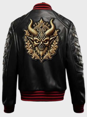 Halloween Gothic Devil Bomber Leather Jacket