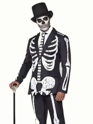 Halloween Black Skeleton Costume Suit