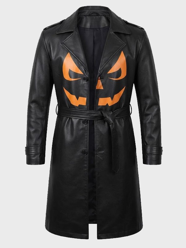 Black Jack-o’-Lantern Pumpkin Trench Coat