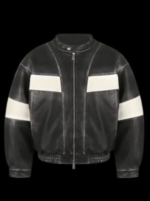 Men Black Leather Bomber Motorcycle Jacket