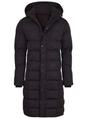 Men Casual Black Padded Puffer Hooded Coat