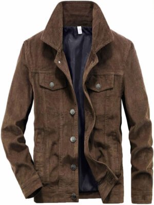 Men Retro Brown Corduroy Jacket