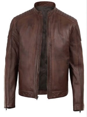 Vintage Brown Leather Motorcycle Jacket for Men