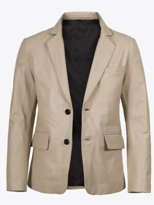 Men's Beige Leather Blazer
