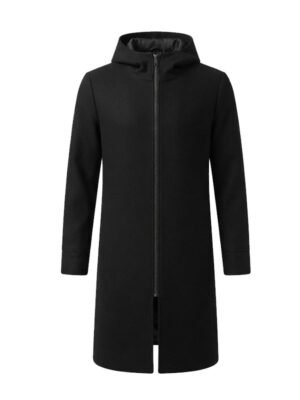 Men's Black Hooded Coat