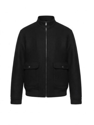 Men's Black Suede Bomber Jacket