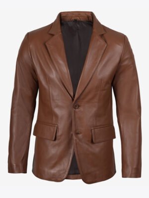 Men's Brown Leather Blazer