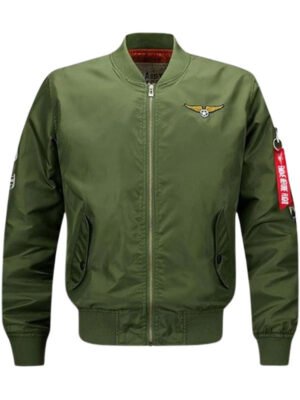 Mens Classic Green Flight Bomber Jacket