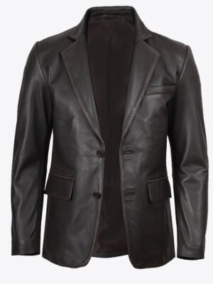 Men's Dark Brown Leather Blazer
