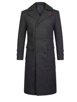 Men's Gray Wool Long Coat