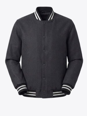 Men's Gray Wool Varsity Jacket