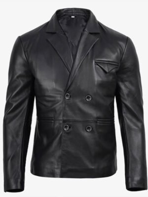 Men's Leather Double Breasted Blazer