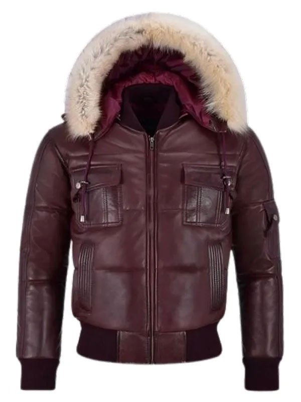 Mens Leather Jacket With Fur Hood