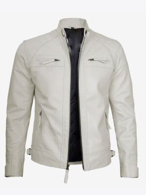Men's Off White Quilted Shoulder Jacket