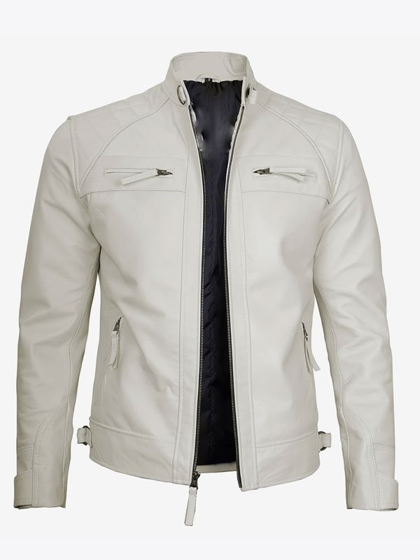 Men's Off White Quilted Shoulder Jacket