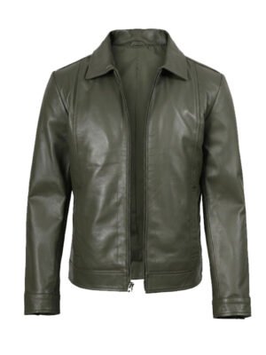 Men's Olive Green Zip-Up Jacket
