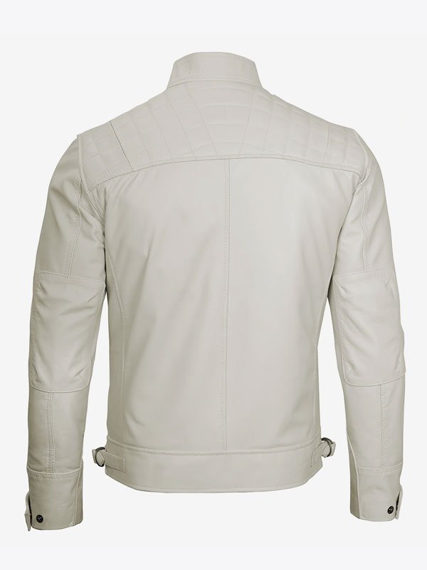 Men's Off White Quilted Shoulder Jacket - Image 2