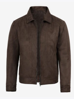 Men's Slim Fit Brown Suede Jacket