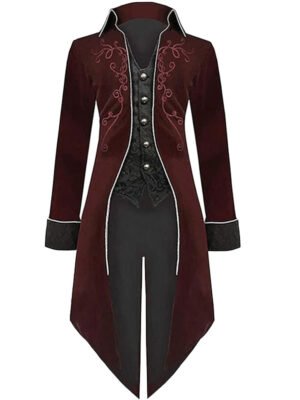 Men's Steampunk Burgundy Gothic Victorian Coat