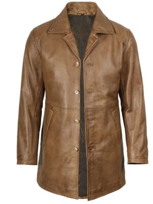 Men's Tan Leather Coat