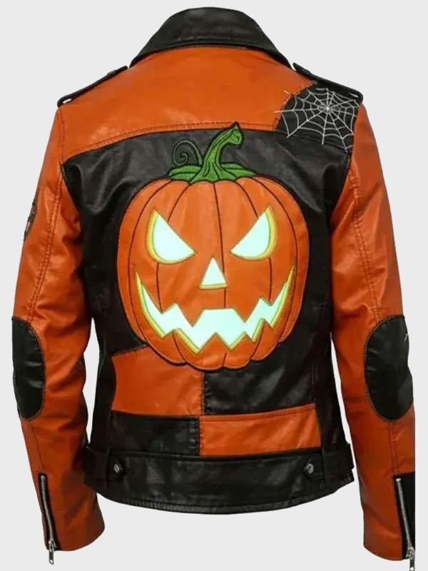 Halloween Patchwork Biker Leather Jacket