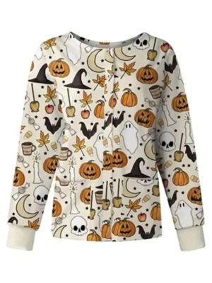 Halloween Pumpkin & Ghost Scrub Jacket